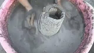 ASMR|| Reused cement shapes water  crumbling with yummy dipping