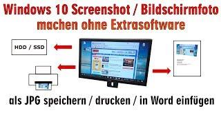 Windows 10 Screenshot Bildschirmfoto machen ohne Extrasoftware | speichern drucken in Word - [HD]