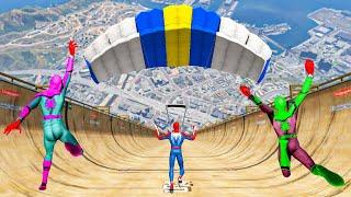 GTA 5 Spiderman vs Biggest Epic Mega Ramp Longest Ramp Challenge Spiderman Cars Bikes Jumps in GTA V