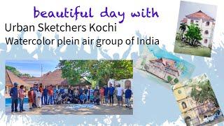 Second meet-up Urban Sketchers Kochi- watercolor plein air group of India- Sunday Sketch -Art Vlog-5