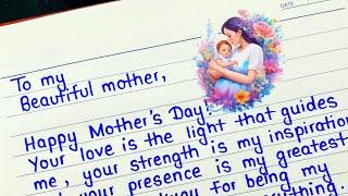 Mother's day card writing | Happy mother's day 2024 | Mother's day writing | Mother's day letter