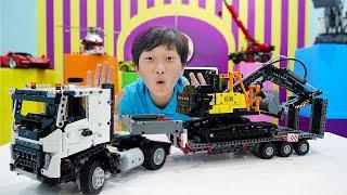 예준이의 레고 테크닉 포크레인 운반 트럭 조립놀이 게임 플레이 Lego Technic Excavator Truck Car Assembly