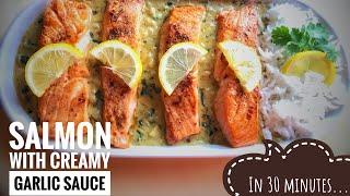 Pan-Fried Salmon in Creamy Garlic Butter Sauce l Salmon Recipe l Quick & Easy One Pot Dish