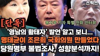 [단독보도] 조은희 국회의원이 명태균을 '영남의 황태자'로 부른 이유 나왔다. 2022년 서초갑 국회의원 보궐선거에서 당원명부로 불법조사, 성향분석 자료까지.  (전계완)