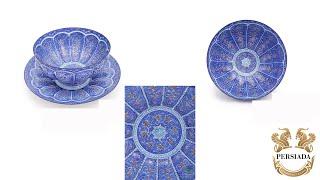 Fantastic Persian Handmade Bowl & Plate made with Minakari the Persian art of Enameling