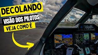 DECOLAGEM DE CONGONHAS [4k] - Passo a Passo a BORDO do Embraer PHENOM 300E : VISÃO DA CABINE