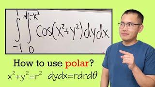 Actually, this double integral will be easier to evaluate in polar coordinates!