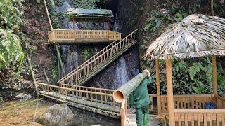 75 Days How To Build Bamboo House On the Waterfall, Cliff, Mountions, Dangerous Wild Forest