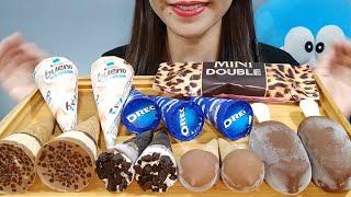 Stella ASMR chocolate Oreo cookie kinder biscuit ice cream Mukbang bites only