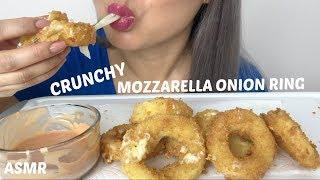 CRUNCHY FRIED MOZZARELLA ONION RINGS *COOKING | ASMR EATING SOUNDS | N.E LETS EAT