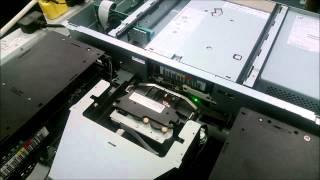 The inside of a robotic tape library