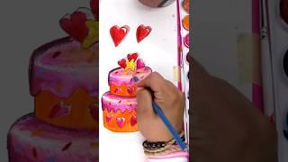 I love cake ️ how to draw a birthday cake and color it  Birthday Candy Land Art ️