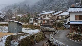 Wet Snow and Slush Walking Hillside Village | Asago, Japan 4K