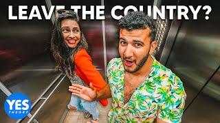 Asking Strangers in Elevators to Leave the Country with us!!