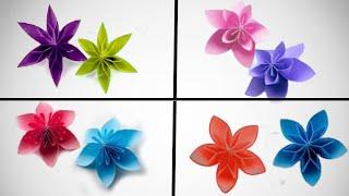 4 Easy Paper Flowers | Flower Making | DIY  |  Artistic Kids Land