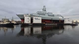 HMS Glasgow floated down the Clyde from BAE systems Govan to the launch site