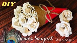 Simple paper flower bouquet with book pages  | DIY | Easy tutorial
