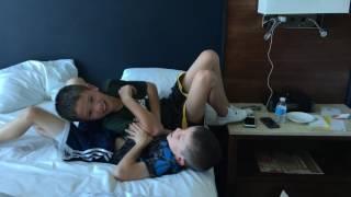 Boys bed wrestling!!