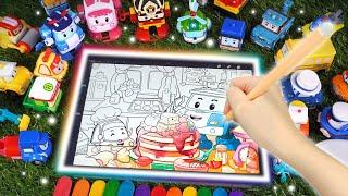 Patty Cake│Draw and Color with POLI│Kids' Coloring Activity│iPad Coloring Activity│Robocar POLI TV