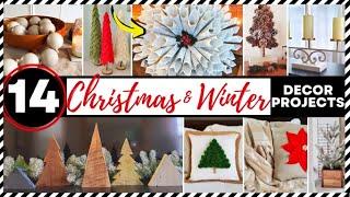 14 EASY DIY CHRISTMAS & WINTER DECOR CRAFT IDEAS! Paper Wreath, Pillow, Pinecones, Wood, Farmhouse
