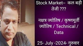 Nifty, Bank Nifty  Prediction by Financial Astrology, technical/data, news for date- 25- July- 2024