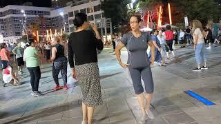 Israeli folk dancing in Kikar Atzmaut - Netanya, Israel, 5/Aug/2023