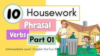 Housework Phrasal Verbs | Part 1 | Don’t Miss the Quiz! ️⏰#housechores #cleaning #english
