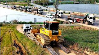 Opening NEW ZONE Use Skills SHANTUI Dozer DH17C3 Operating Cutting Slope, Leveling & Truck Dumping