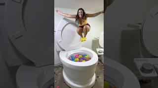 I JUMPED Very High into the Worlds Largest Toilet with Giant Surprise Eggs in It #shorts