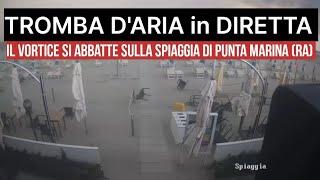Meteo: Tromba d'aria si abbatte in diretta sulla spiaggia di Punta Marina (Ravenna) 3 luglio 2024
