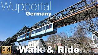 Wuppertal Walking and Riding Tour – Germany's Suspension Railway  Wuppertaler Schwebebahn (4K)