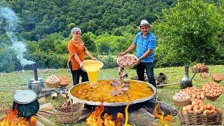 200 CHICKEN EGG | We Cooked 45 Fried Quails with Eggs in Village | Rural Life