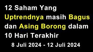 12 Saham Yang Uptrendnya masih Bagus dan Asing Borong dalam 10 Hari Terakhir 8 Juli - 12 Juli 2024