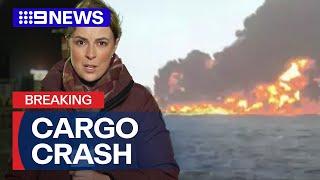 Oil tanker, cargo ship collide off UK coast, sparks environment disaster concerns | 9 News Australia