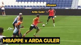 Arda Güler CRAZY SPEED SKILLS linking up with Mbappe in training today at Santiago Bernabeu