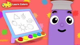 Learn Colors for Children w Petey Paintbrush | Toddler Learning Video Colors | First University