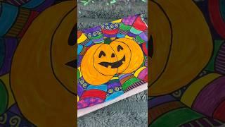 DIY How to Draw a Halloween Pumpkin  Coloring Page tutorial | spider web colouring sheet