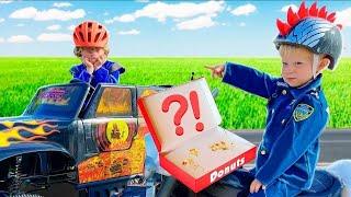 Braxton and Ryder as Monster Truck Kids Funny Video For Kids