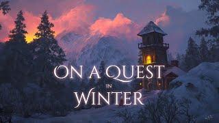 On a Quest in Winter | winter fantasy landscape, going on adventure in snow storm