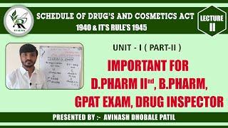 Schedule To the Act 1940 & It's Rule's 1945/ Drugs And Cosmetic Act.