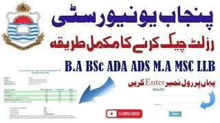 How To Check Result Punjab University - BA BSC ADA ADS ASP MA MSc LLB - Online Result Check Method