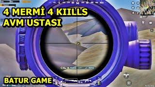 4 MERMİ 4 KIILLS  AVM USTASI BATUR GAME ! SOLO SQUAD PUBG MOBİLE