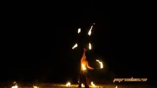 Pyrodanza co-founder Miguel Garcia fire staff juggling