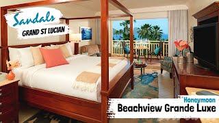 Caribbean Honeymoon Beachview Grande Luxe GL | Sandals Grand St Lucian | Full Room Tour & Review 4K