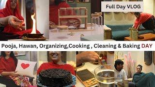 Full Day VLOG , Pooja, Organization ,Cooking ,Cleaning, Baking & Decor, Changing the Diwali Decor