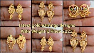 Hallmark gold latest gold earrings designs with price/light weight gold earrings with price