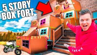 BIGGEST 5 STORY BOX FORT CHALLENGE! 50FT TALL SCARY 