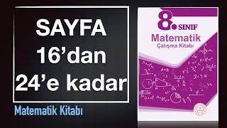 8. Sınıf Matematik Çalışma Kitabı 1. Ünite 21-40 SORU Sayfa 16'dan 24'e Kadar Cevapları