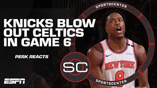 The Knicks PUNCHED FIRST  Perk reacts to New York’s Game 6 win vs. Celtics | SportsCenter