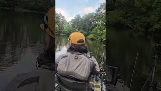 I had to tell him he had a fish on. #crappiefishing #livescope #cheaterbox #spotlighting #fishing